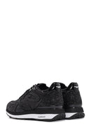 Alberto Guardiani Women's Black Wen Thick-Soled Lace-Up Glittery Leather Sneakers | Derimod