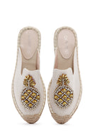 Women's Beige Stone Espadrille Slippers | Derimod