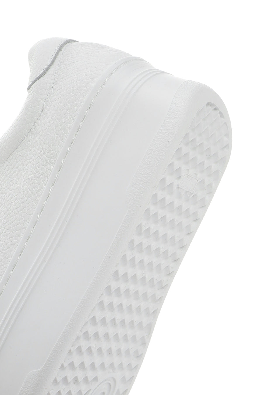 Women's White Lace-up Thick-Sole Leather Sneaker