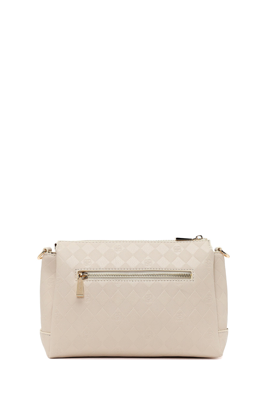 Woman Cream Printed Long-Strap Crossbody Bag