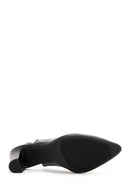 Derimod Gritti Women's Black Open-Back Heeled Leather Shoes | Derimod