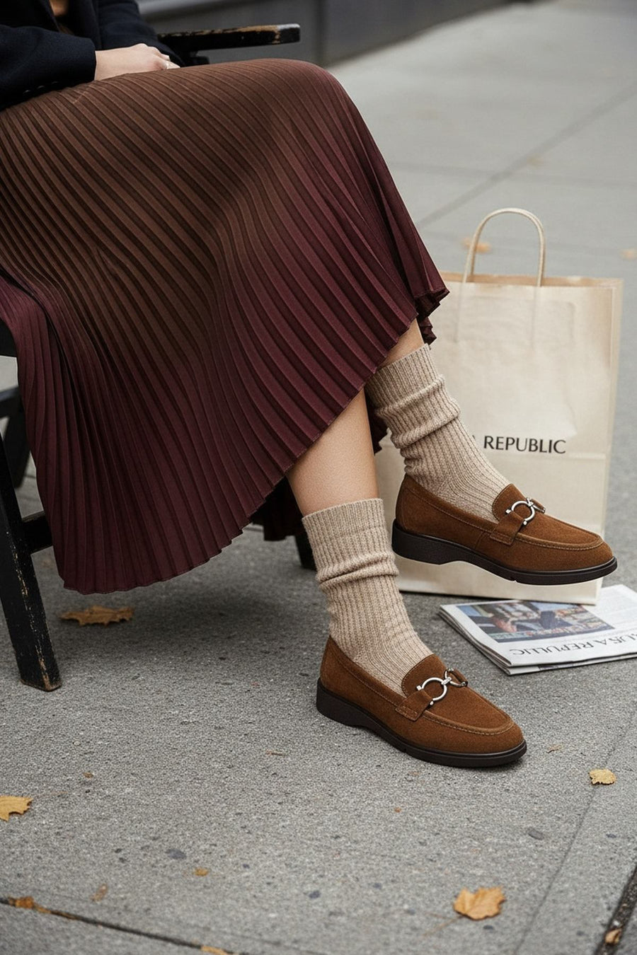 Women's Mink Buckled Suede Leather Comfort Loafer