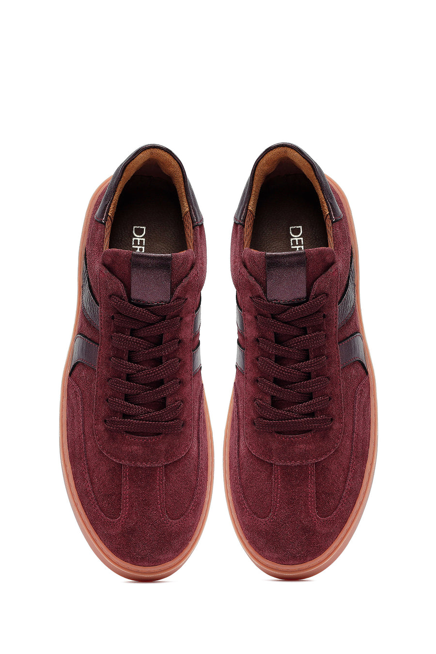 Kadın Bordo Bağcıklı Süet Deri Sneaker
