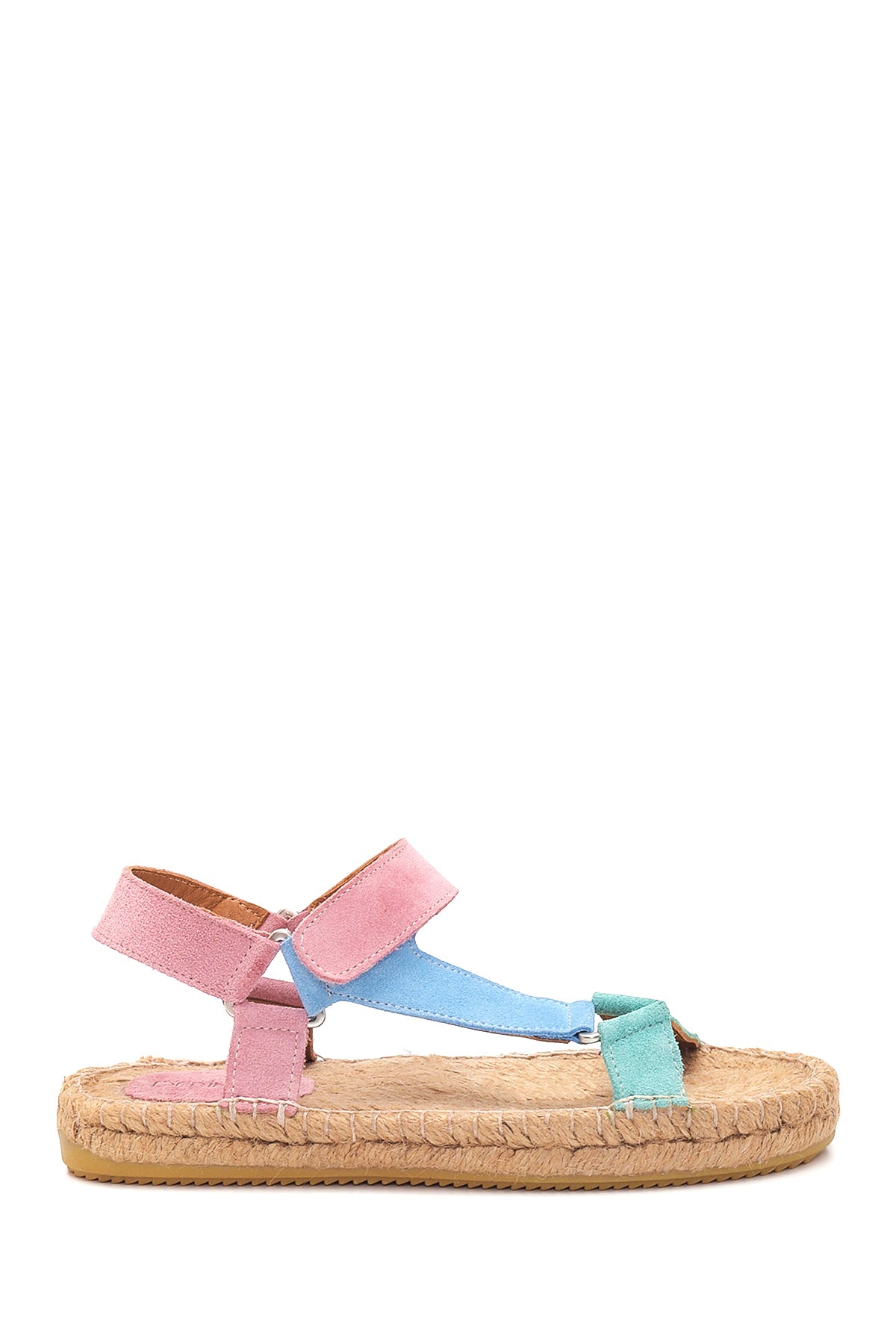 Kadın Multi Renk Süet Hasır Taban Espadril Sandalet 22SFD205910 | Derimod