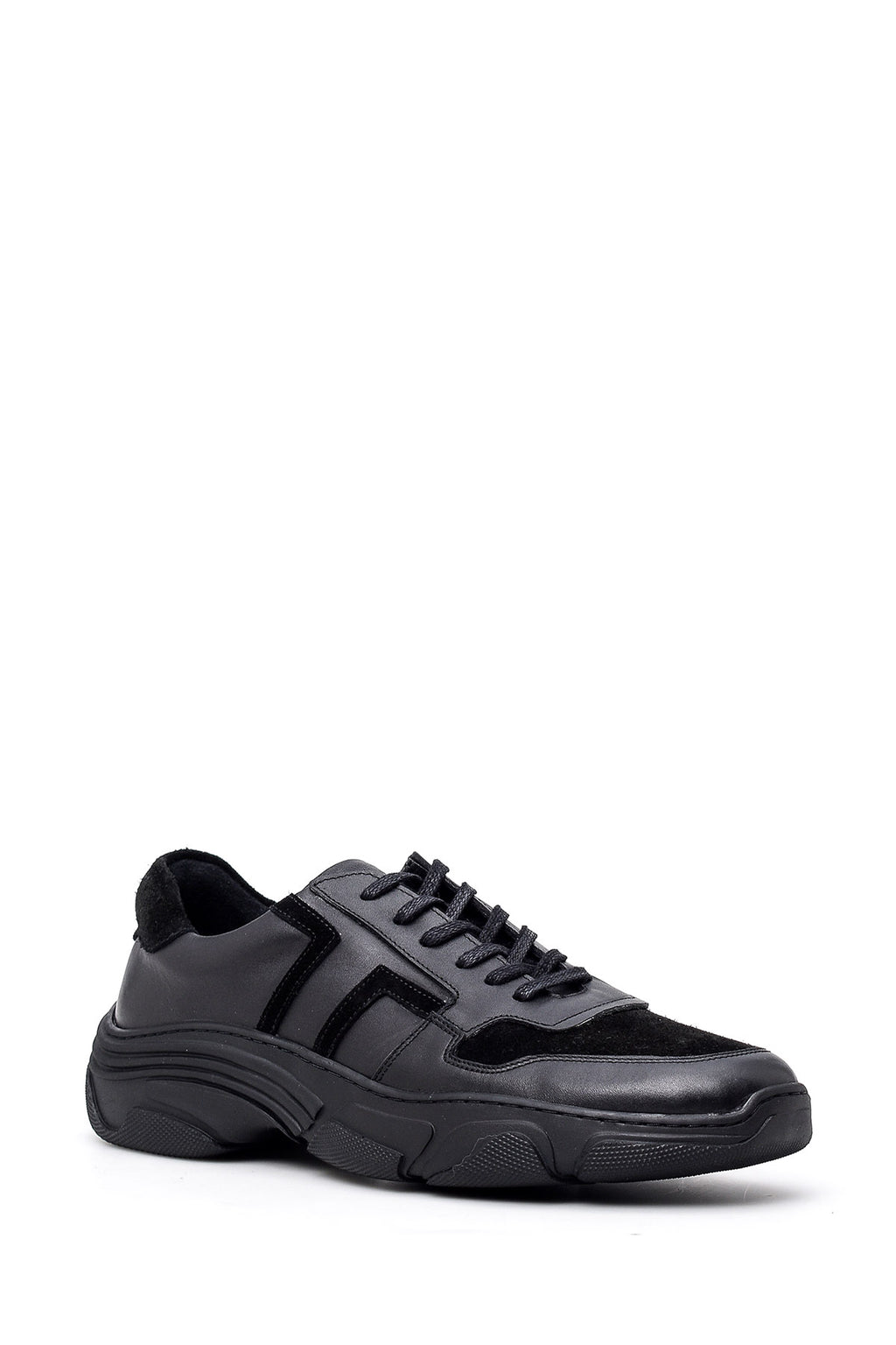 Erkek Süet Detaylı Deri Sneaker