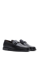 Men's Black Leather Printed Loafer | Derimod