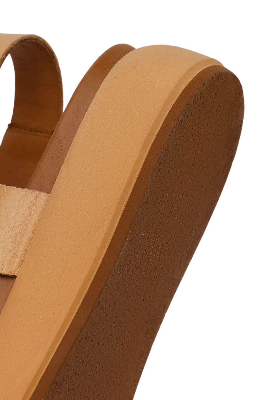 Woman Beige Buckled Thick-Soled Leather Sandal