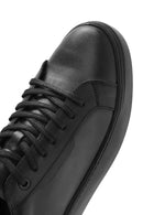 Erkek Siyah Bağcıklı Deri Sneaker | Derimod