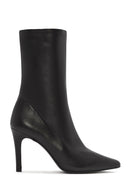 Kadın Siyah Fermuarlı İnce Topuklu Deri Bot | Derimod