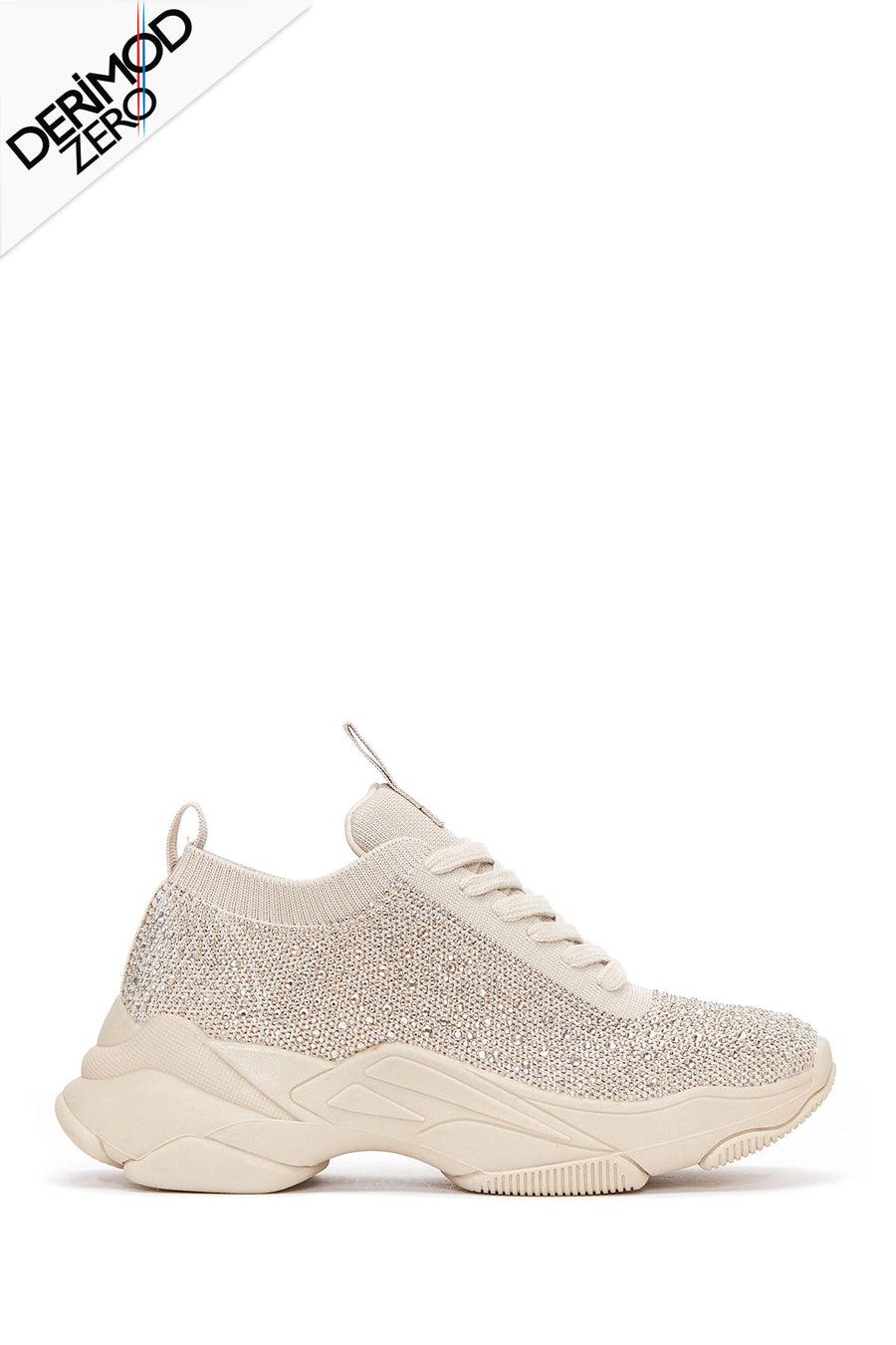 Kadın Bej Taşlı Kalın Tabanlı Sneaker