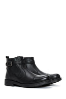 Men's Black Leather Zippered Casual Boots | Derimod