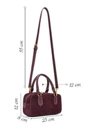 Women's Burgundy Long Strap Suede Leather Mini Handbag | Derimod