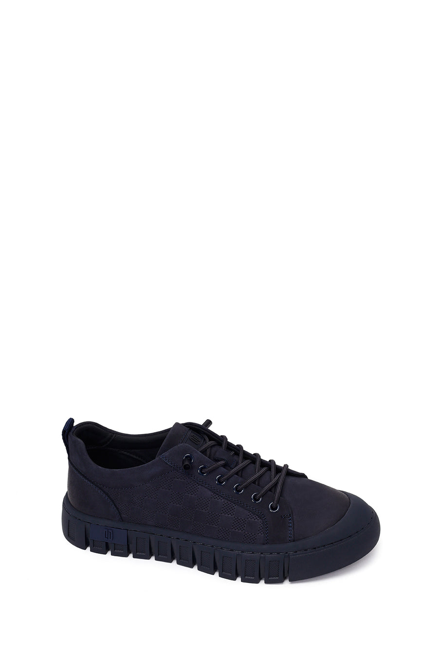 Erkek Lacivert Bağcıklı Kalın Tabanlı Nubuk Deri Sneaker