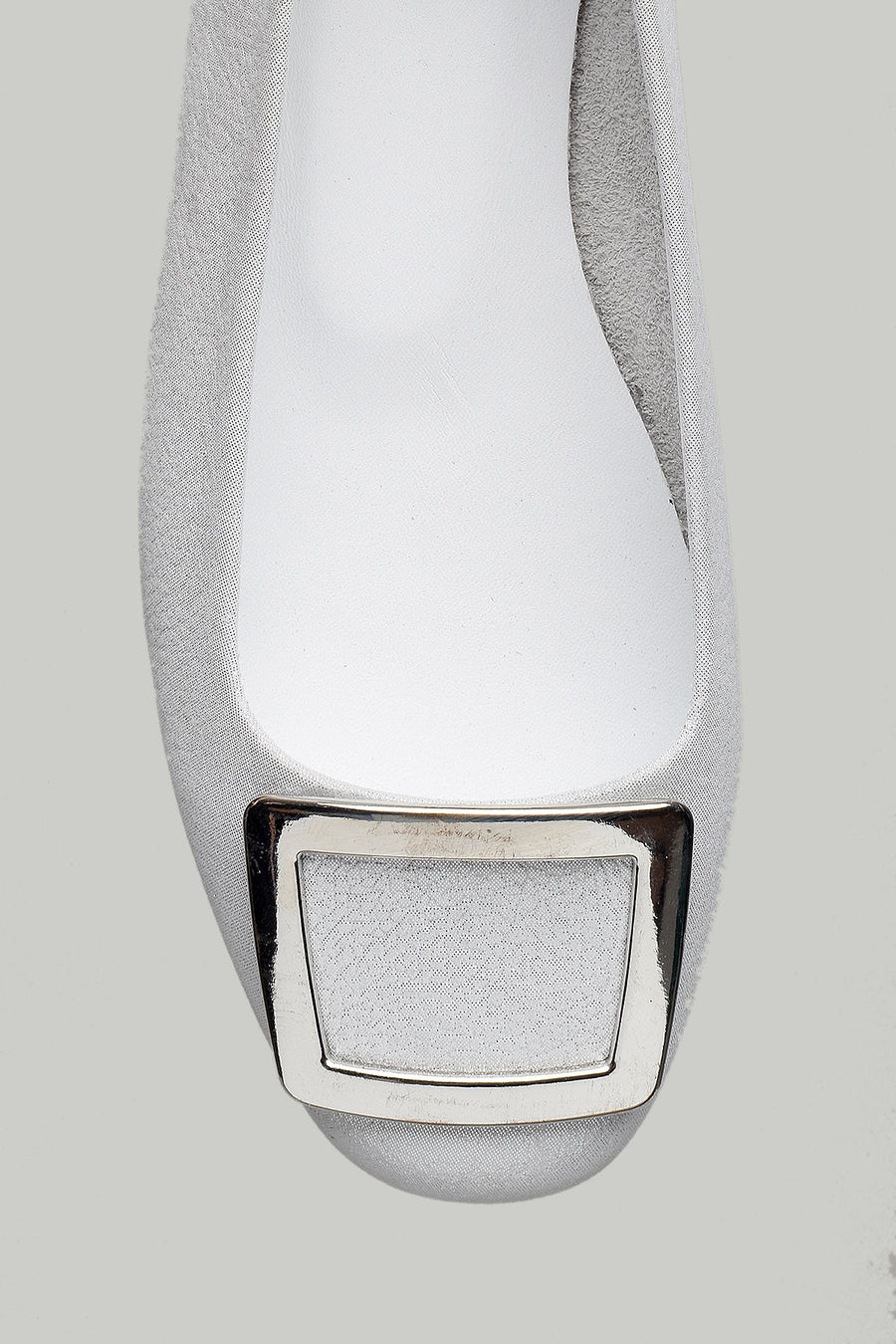 Silver Women's Leather Ballerinas