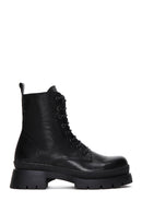 Women's Black Leather Zipper Boots | Derimod