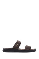 Men's Brown Nubuck Leather Casual Slippers | Derimod