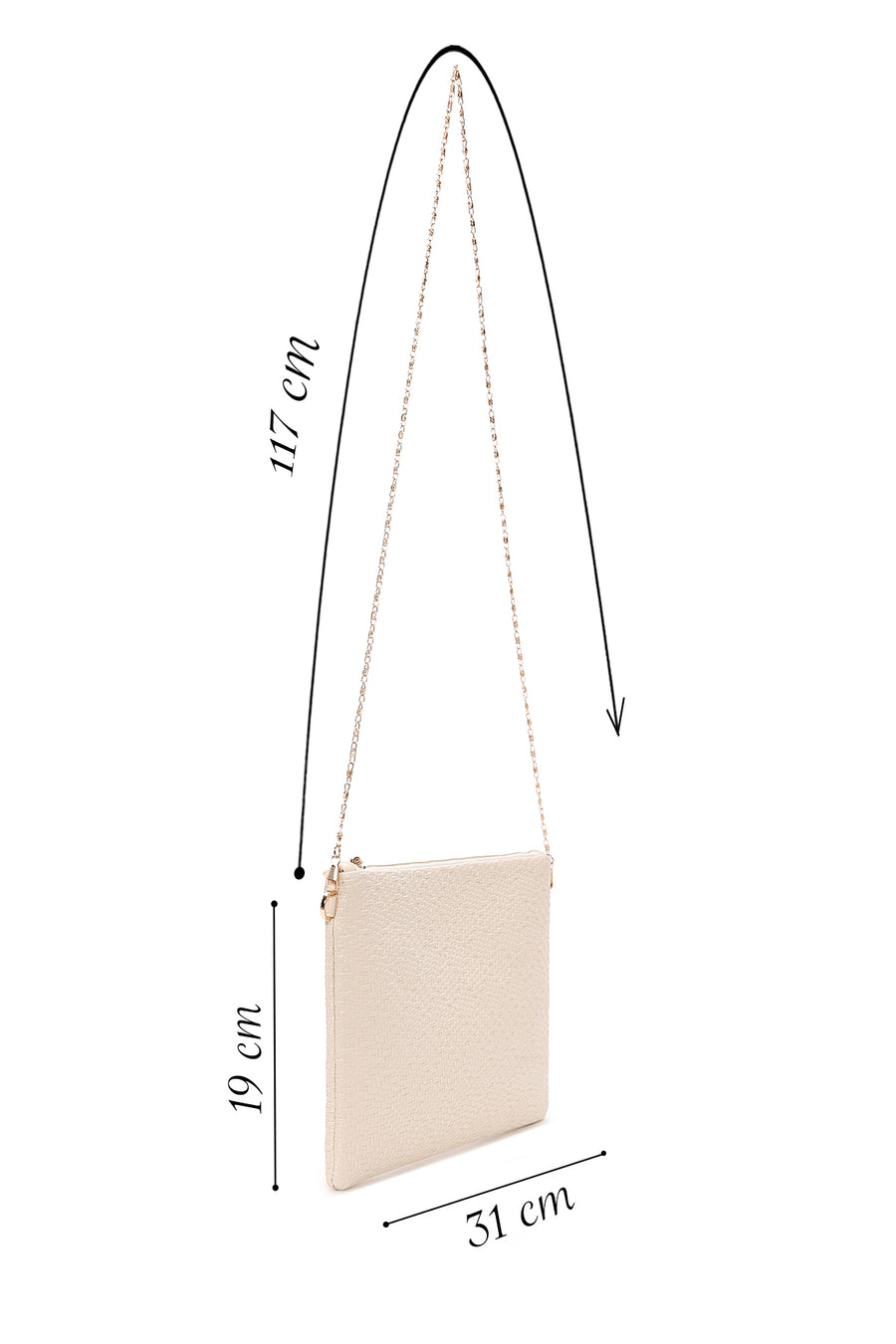 Women's Beige Long Chain Strap Clutch Bag
