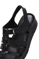 Women's Black Leather Comfort Sandals | Derimod