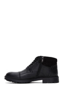 Men's Black Leather Zippered Casual Boots | Derimod