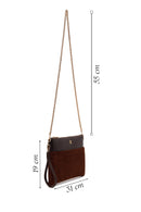Woman Brown Suede Clutch Bag with Long Chain Strap | Derimod