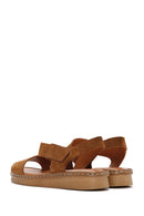 Women's Tan Strap Suede Leather Sandals | Derimod