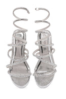 Women's Silver Ankle Strap Stone Sandals | Derimod