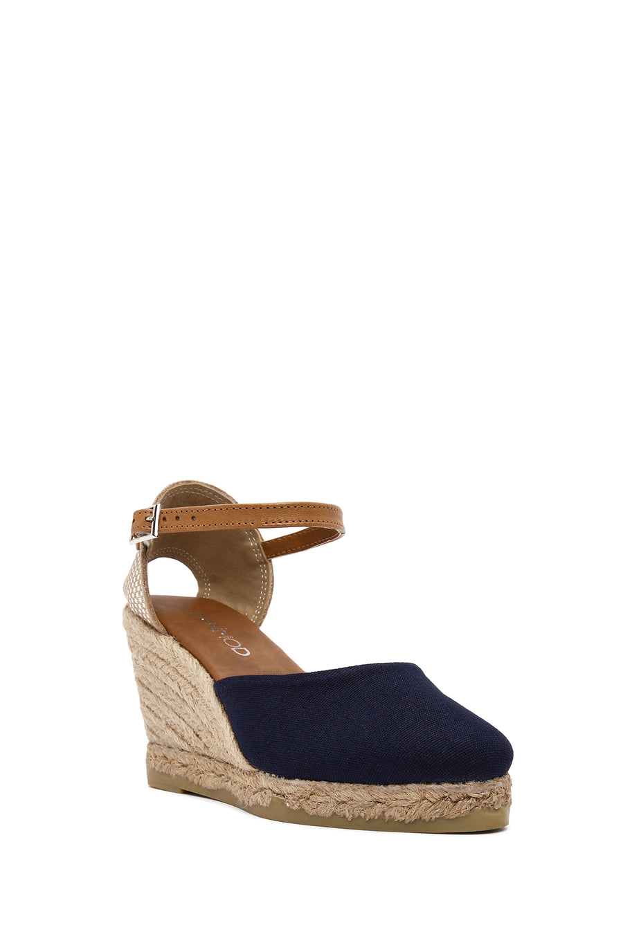 Women's Navy Blue Ankle Strap Wedge Heeled Espadrille