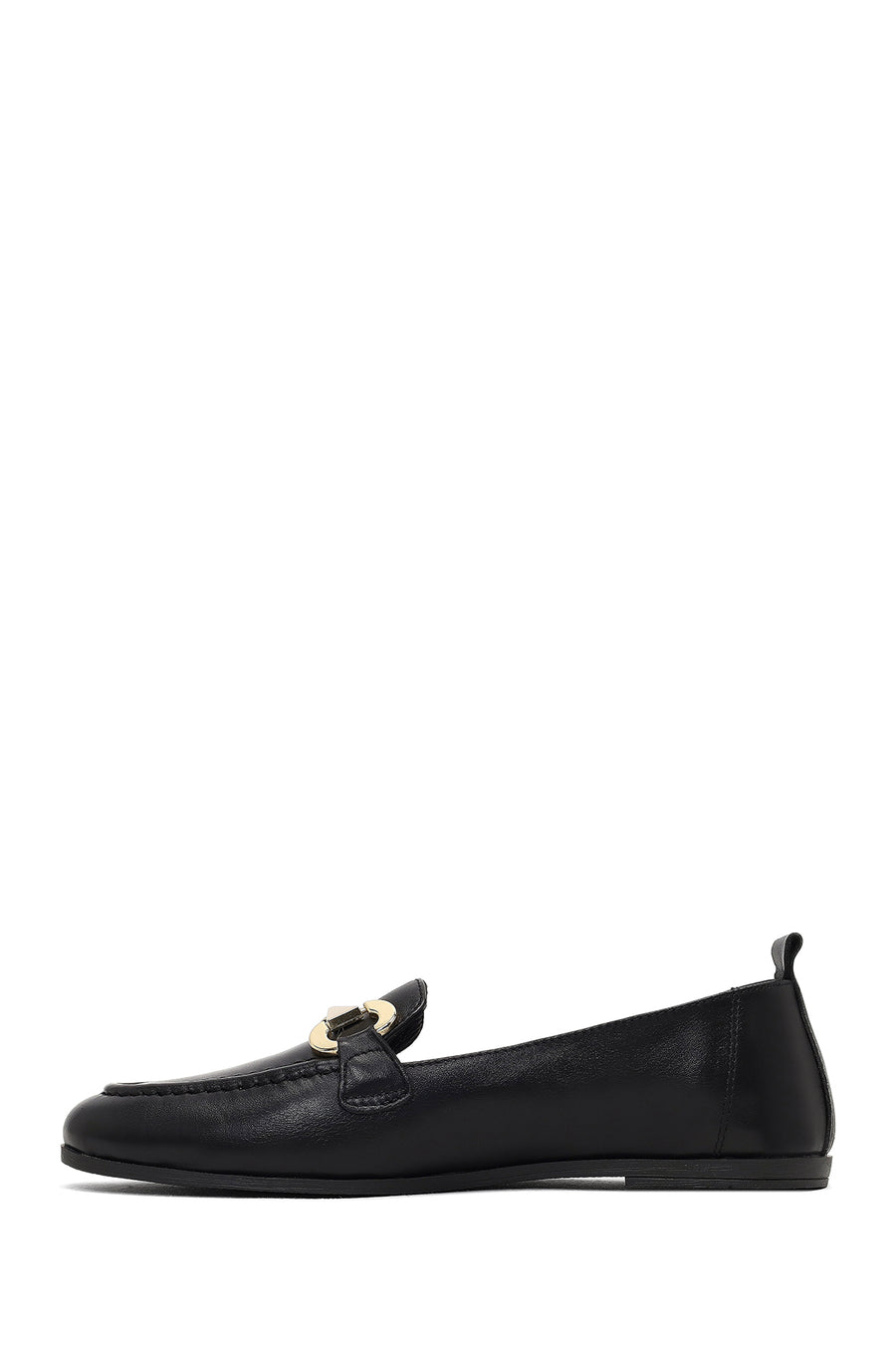 Kadın Siyah Tokalı Deri Loafer