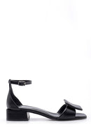 Women's Black Leather Thick Low Heel Sandals | Derimod