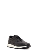 Erkek Siyah Bağcıklı Deri Sneaker | Derimod