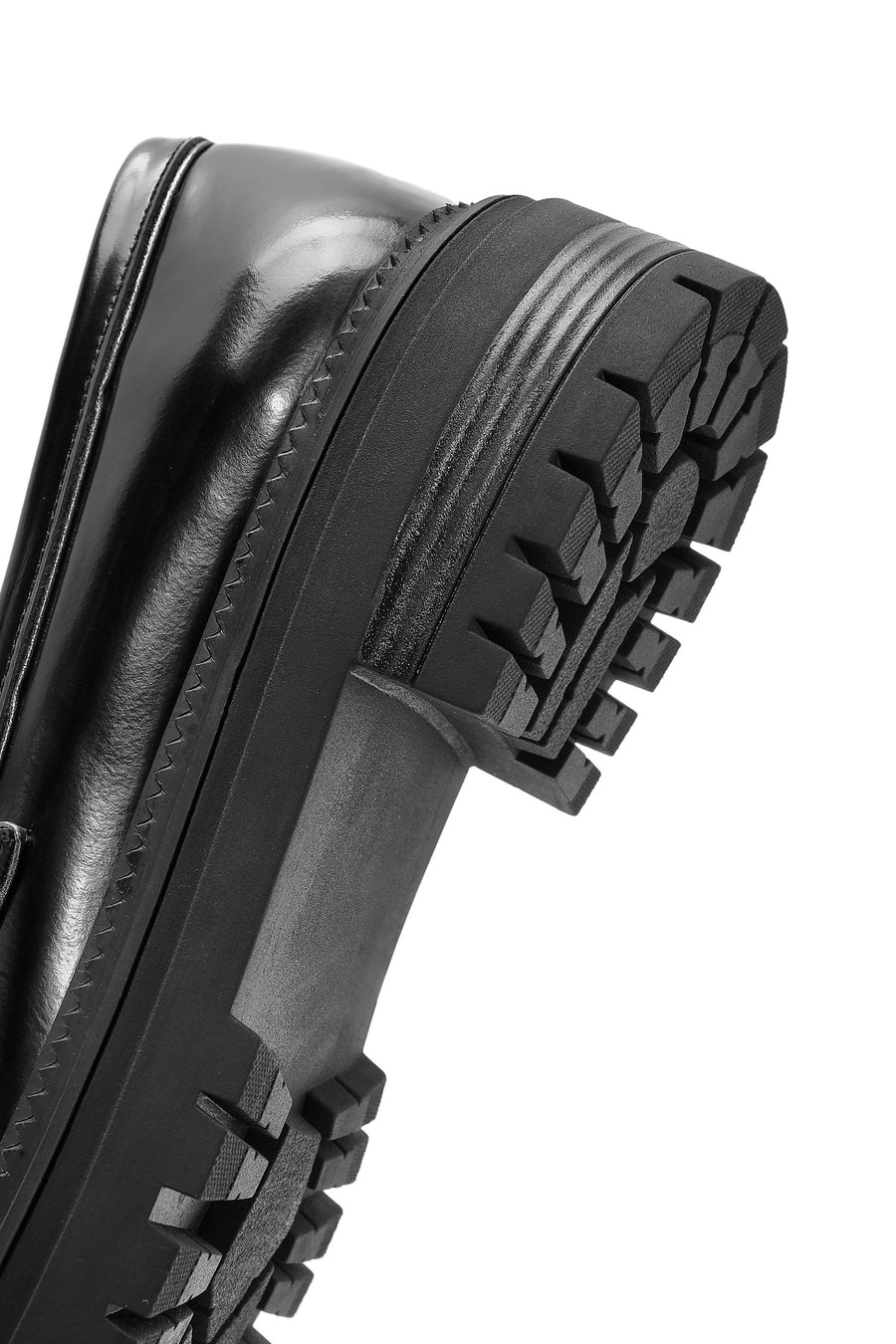 Kadın Siyah Kalın Tabanlı Deri Maskülen Loafer