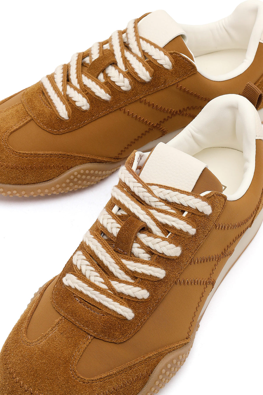 Women's Tan Lace-up Leather Sneaker