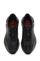 Men's Black Leather Thick Soled Sneaker | Derimod