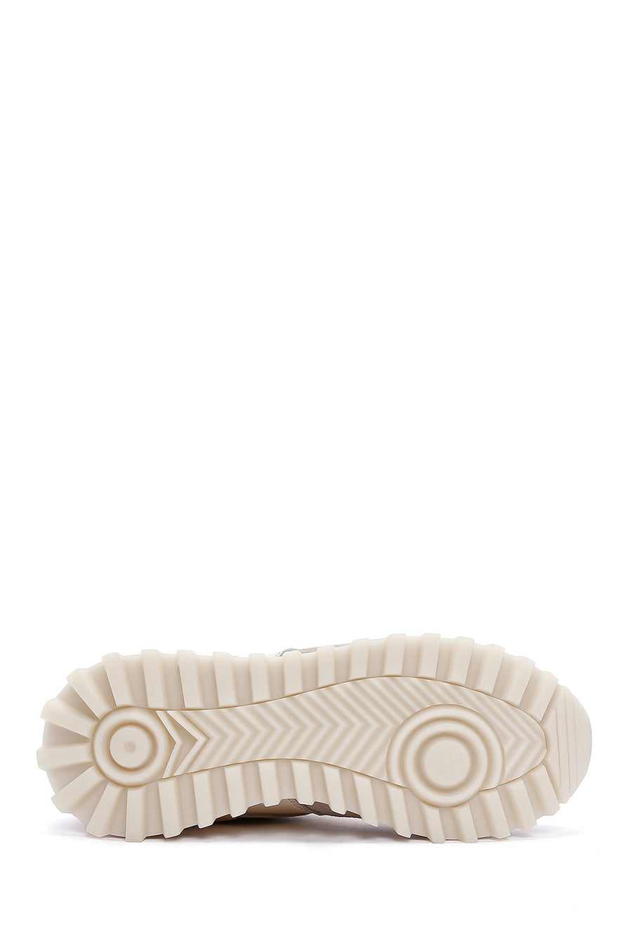 Women's Beige Thick Soled Leather Sneaker