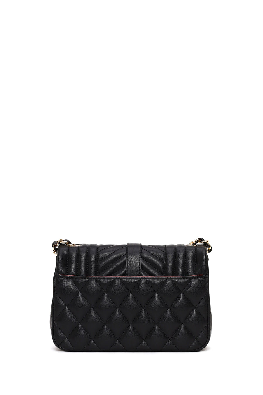 Woman Black Quilted Crossbody Bag with Chain Strap