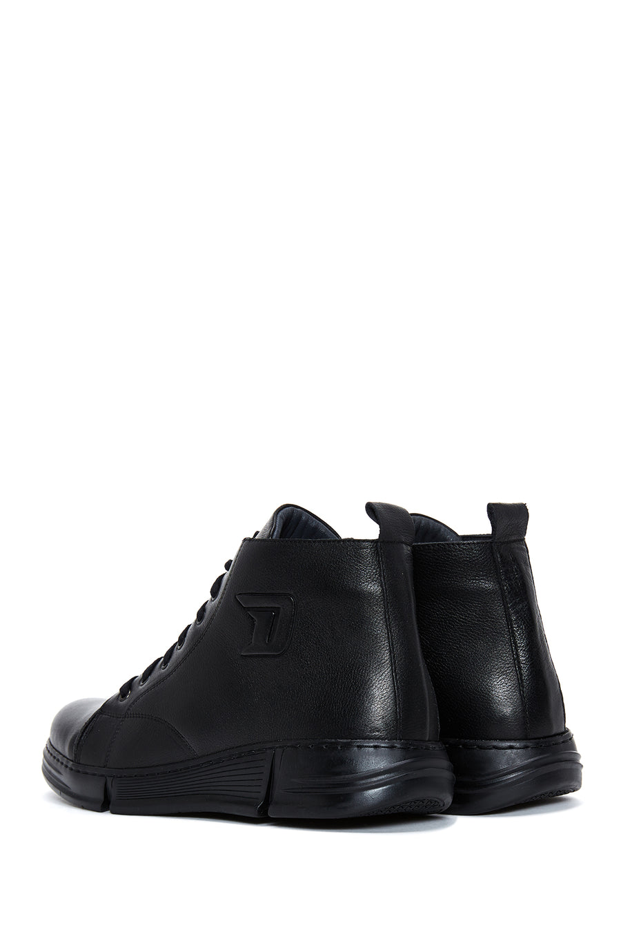 Men's Black Leather Zippered Boots