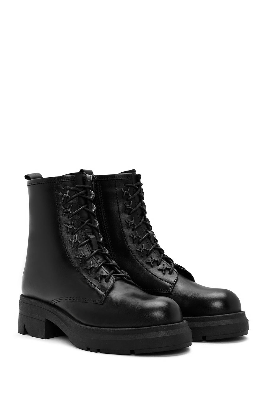 Women's Black Zippered Leather Boots