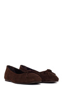 Woman Brown Buckled Suede Leather Ballet Flat | Derimod