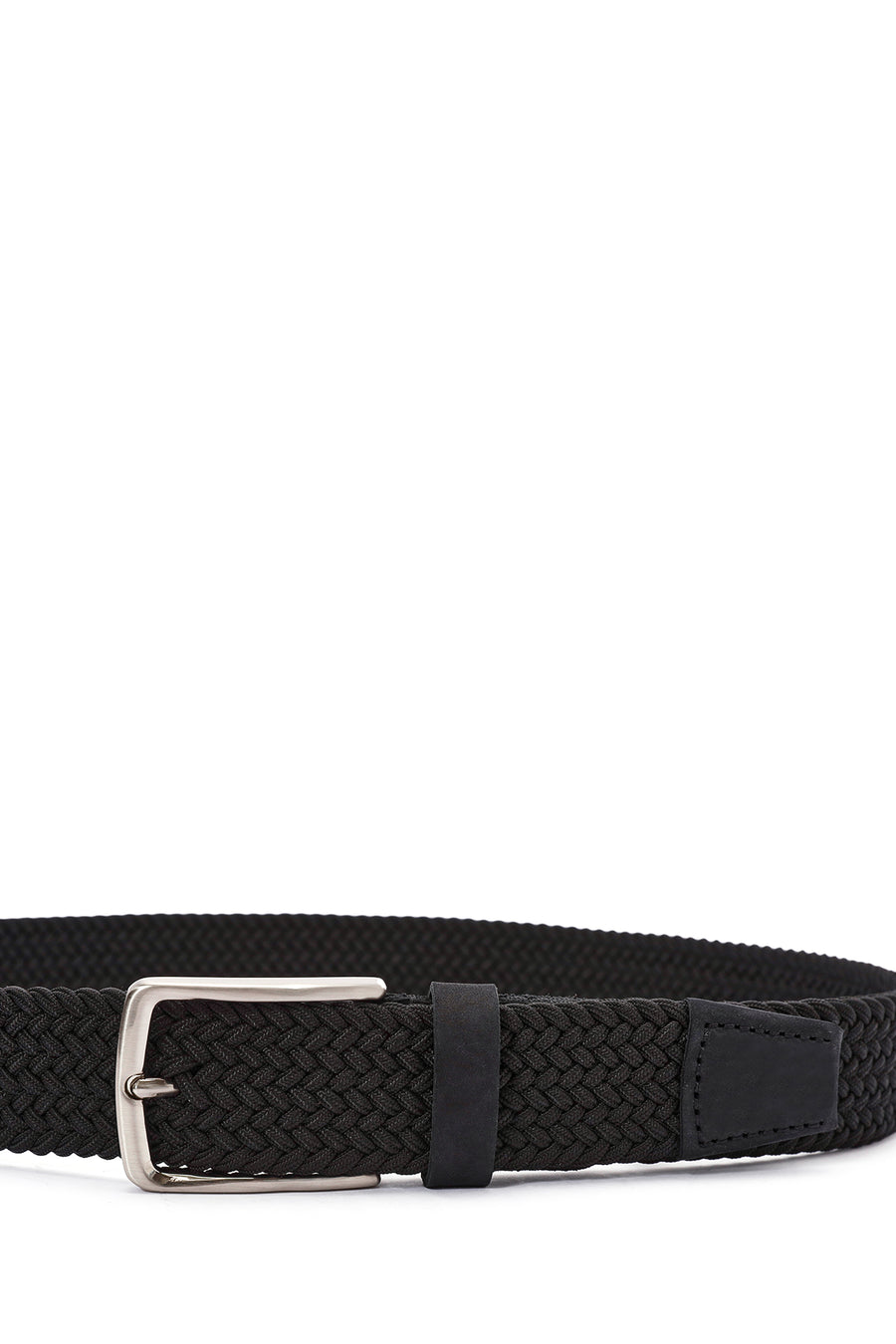 Men's Black Braided Leather Belt