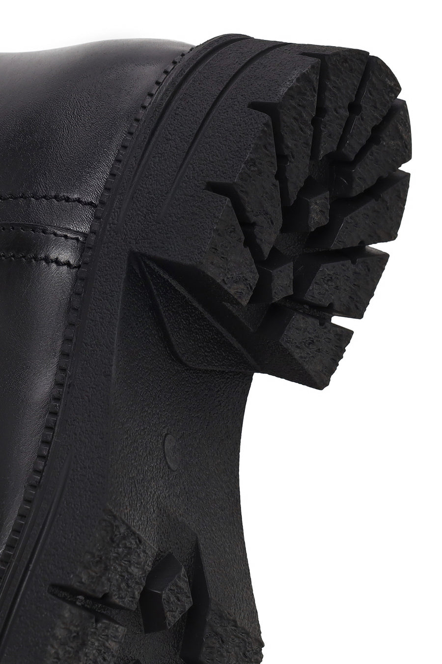 Woman Black Zip Closure Thick-Soled Leather Casual Boots