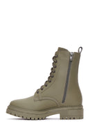 Women's Khaki Leather Boots | Derimod