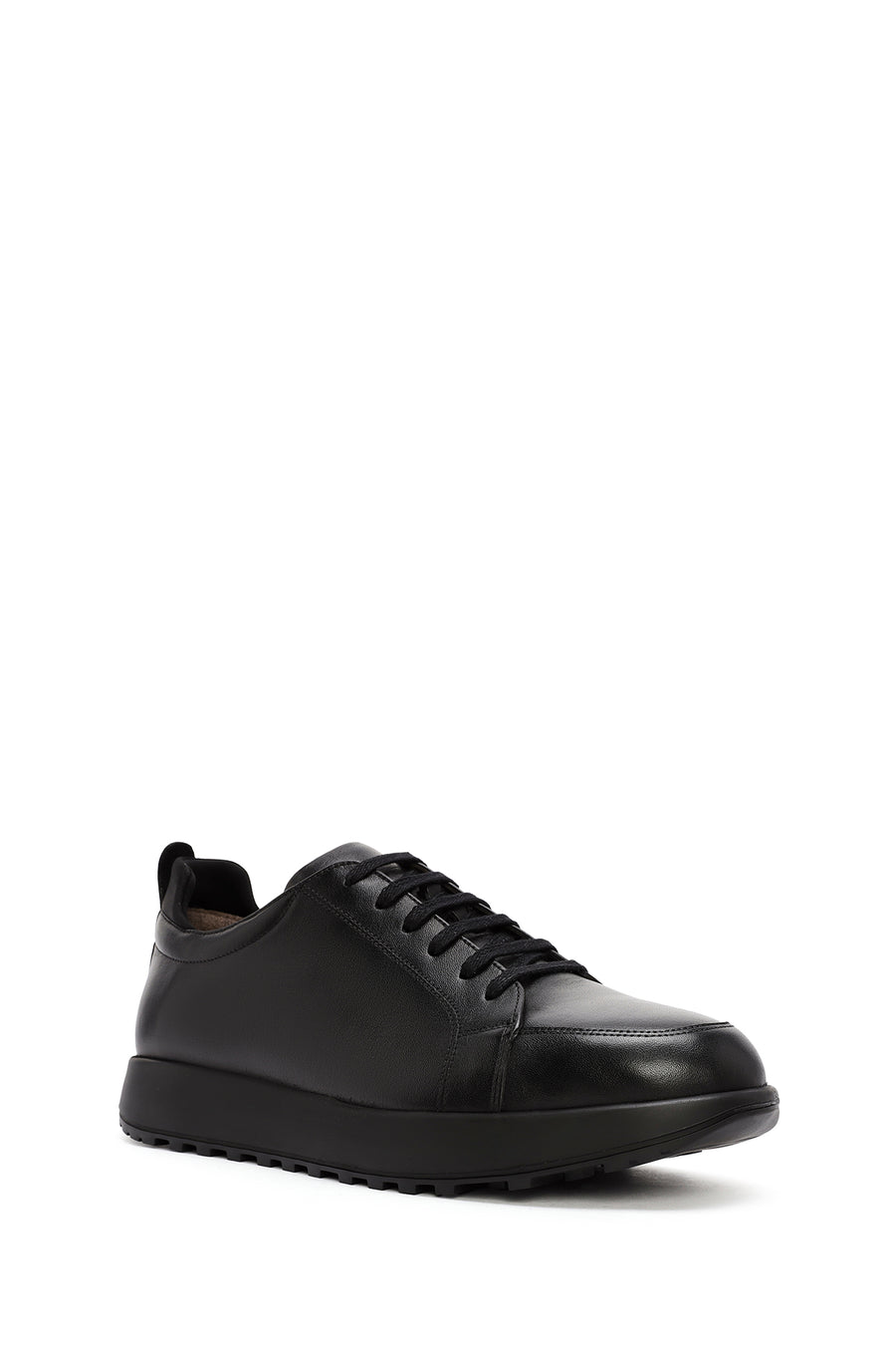 Men's Black Lace-Up Leather Sneakers