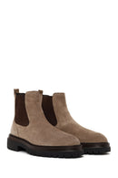 Male Beige Thick-Soled Suede Chelsea Boots | Derimod