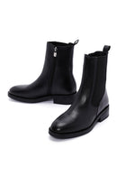 Women's Black Leather Zippered Chelsea Boots | Derimod