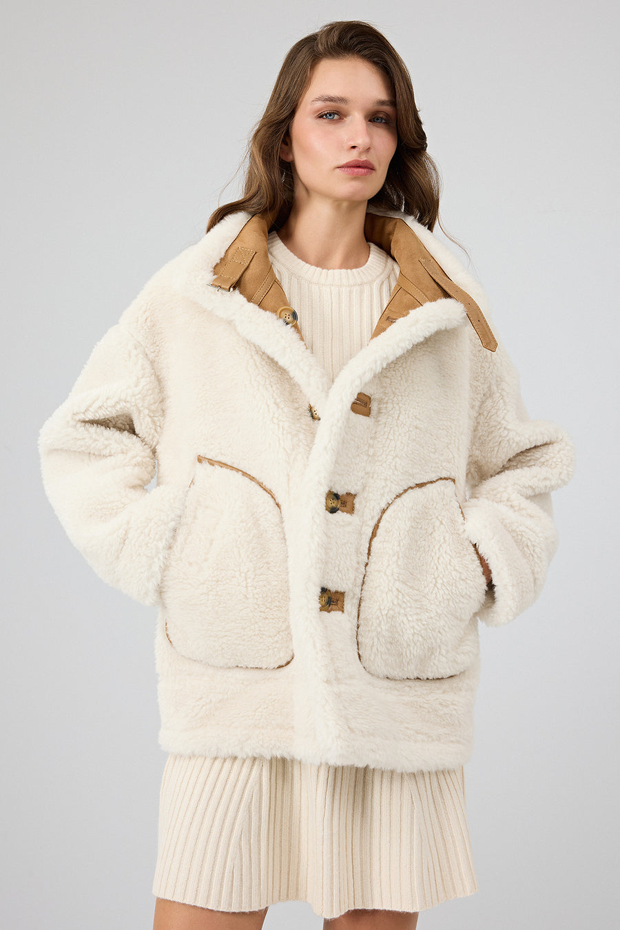 Oslo Woman Camel Double-Sided Teddy Coat