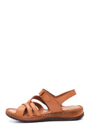Women's Tan Leather Comfort Sandals | Derimod