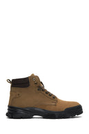 Men's Beige Nubuck Leather Casual Zippered Boots | Derimod