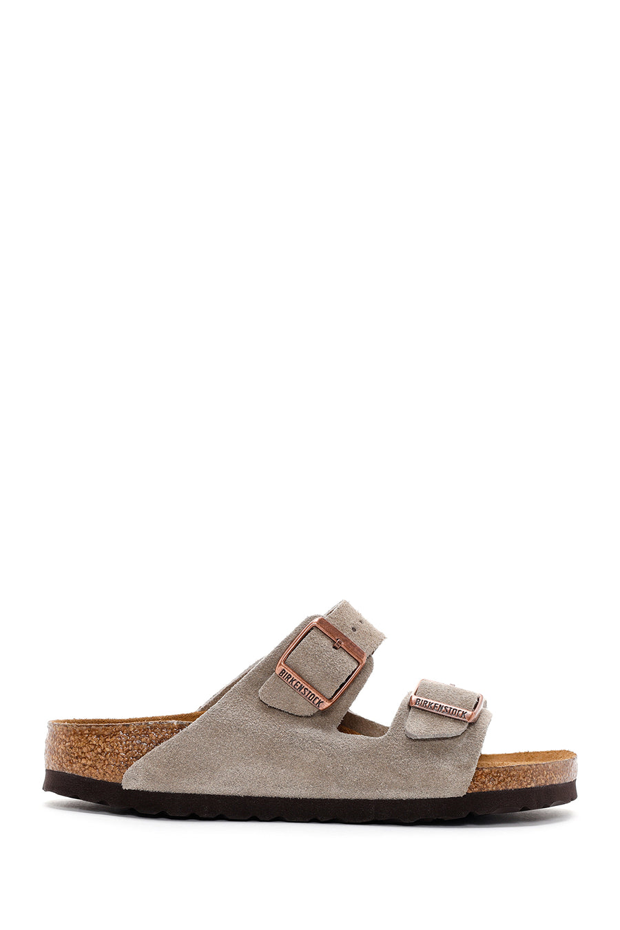 Birkenstock Women's Mink Suede Leather Double Buckle Arizona Sfb Flat Slippers 951303 | Derimod