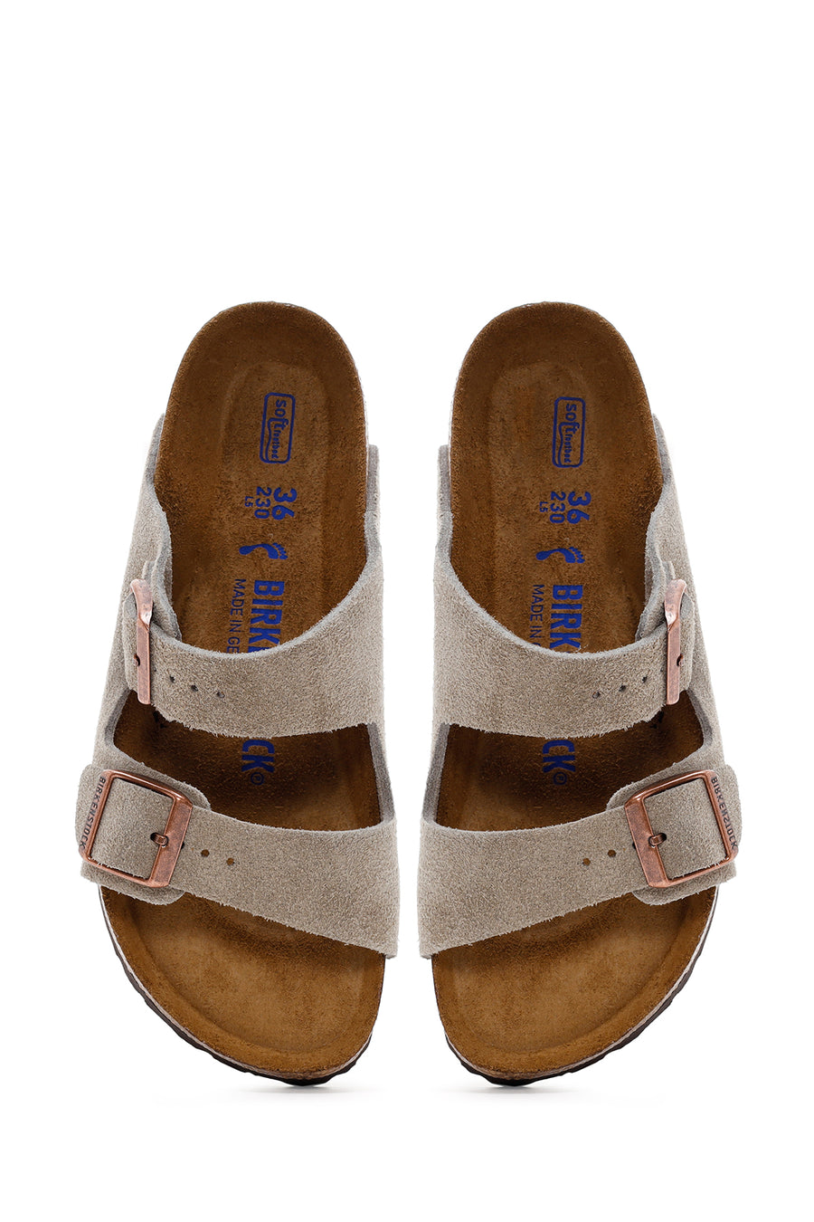 Birkenstock Women's Mink Suede Leather Double Buckle Arizona Sfb Flat Slippers