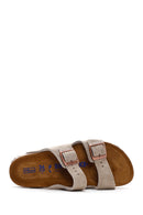 Birkenstock Kadın Vizon Süet Deri Çift Tokalı Arizona Sfb Düz Terlik | Derimod